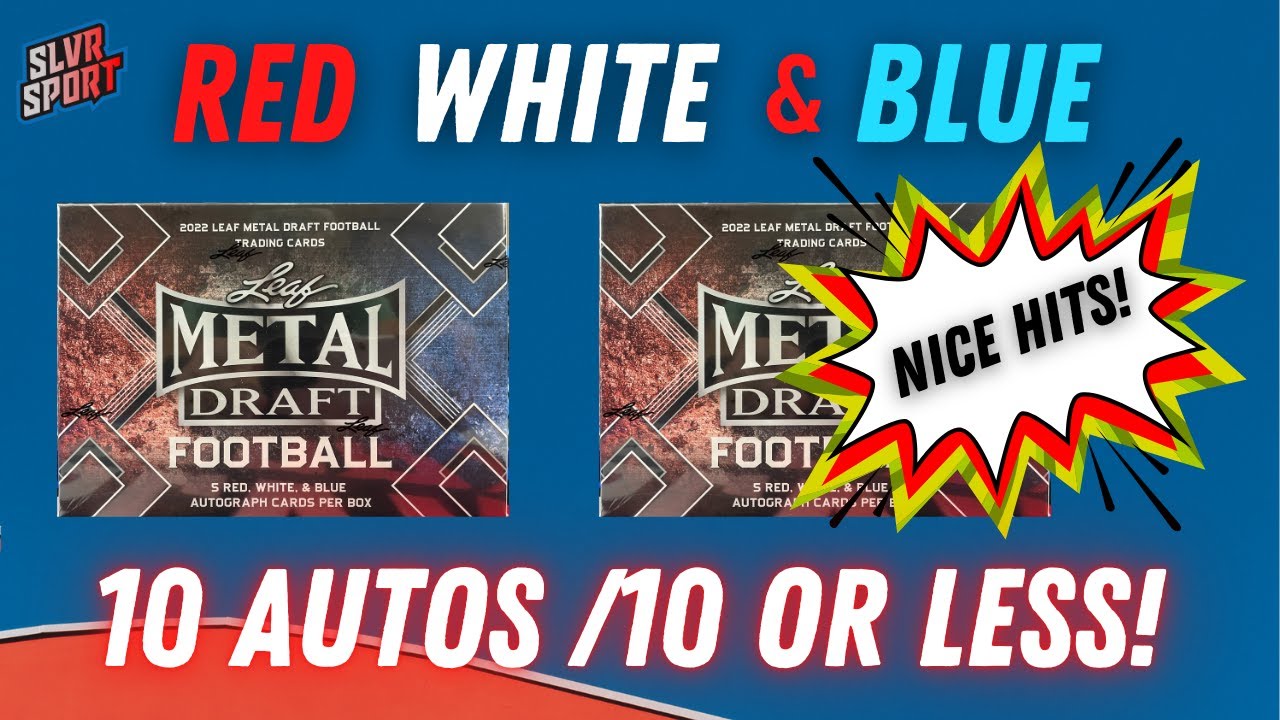 2022 Leaf Metal Draft Football 🇺🇸 Red, White and Blue Hobby Box. 2 Box Rip! 10 Autos!