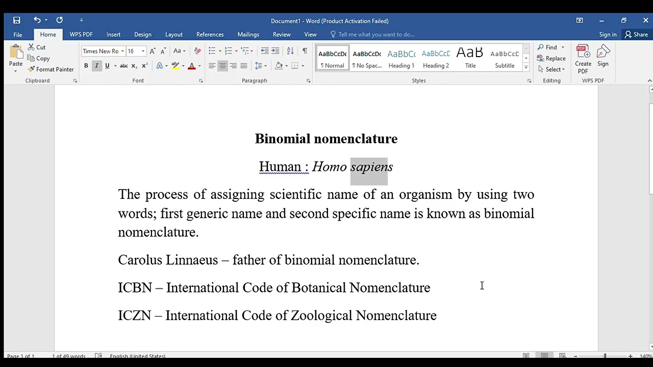 Binomial Nomenclature