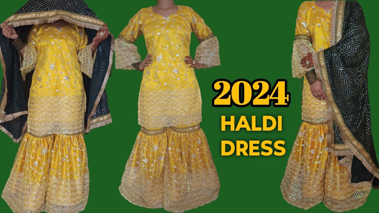 2024 Haldi 💛 Function  Dress Cutting & Stitching/ Kurti / Gharara/Dupatta Designing Haldi Dress| DIY