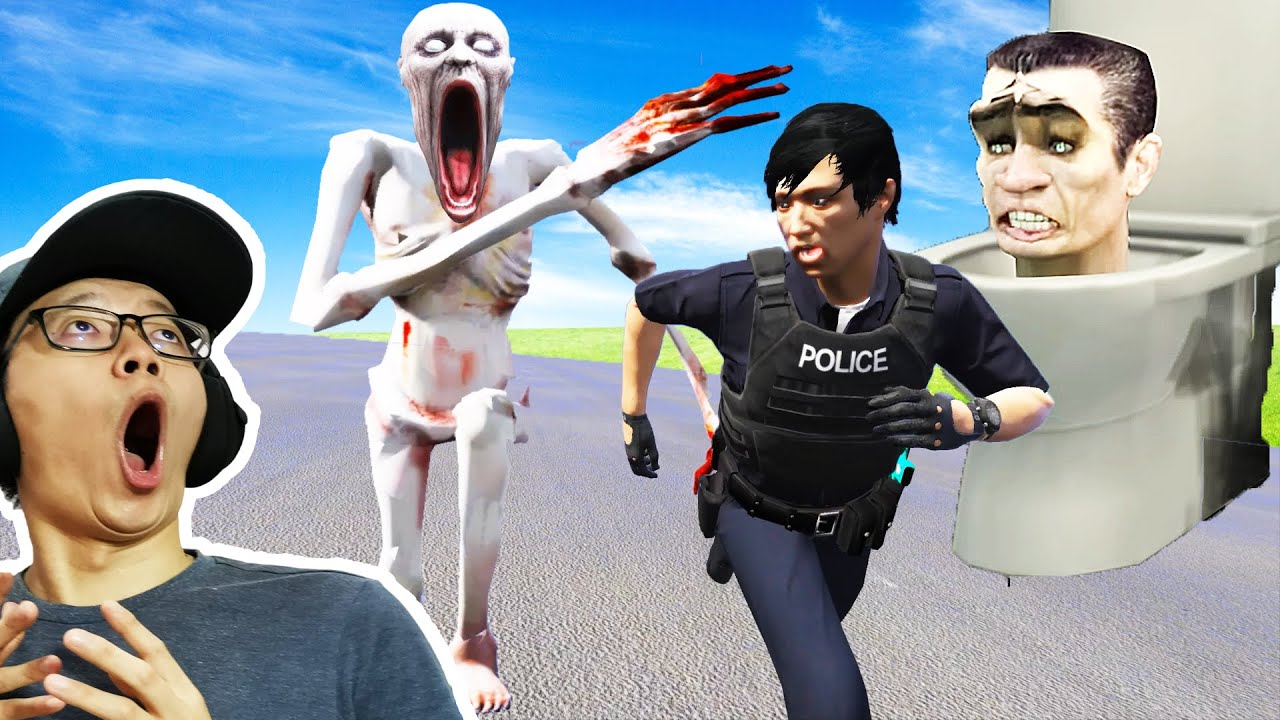 GTA5 馬桶人和SCP-096追殺我們啊！幫我逃離洛聖都啊！