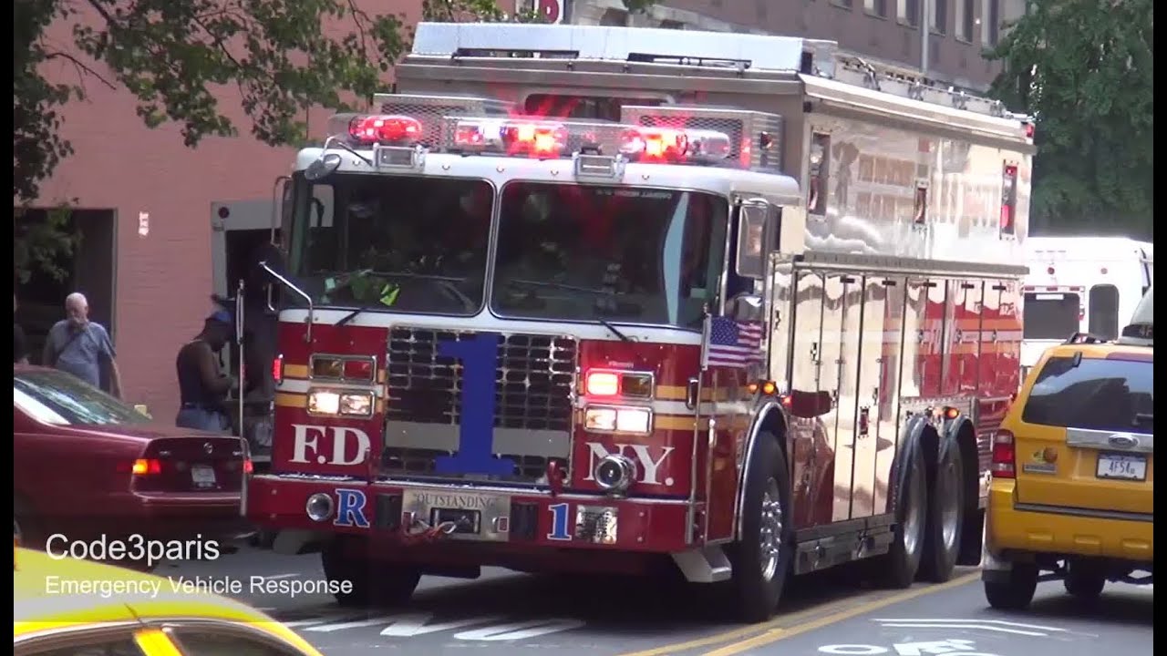 FDNY Rescue 1 Responding From Quarters