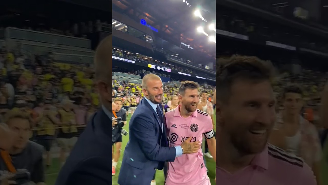 Beckham congratulates Messi after winning League Cup ❤️ #messi #beckham #intermiami