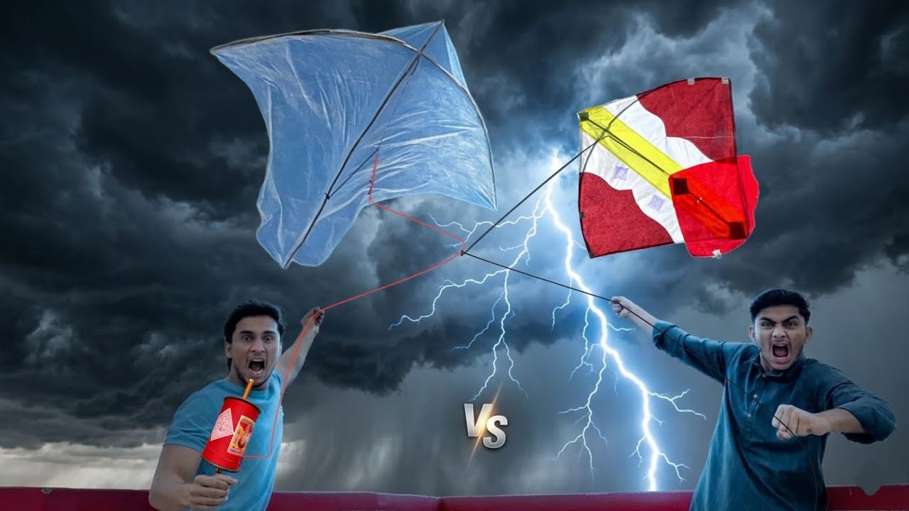 Big Plasticbag Kite Flying With Havey Rain | Kite Catch Rain Day