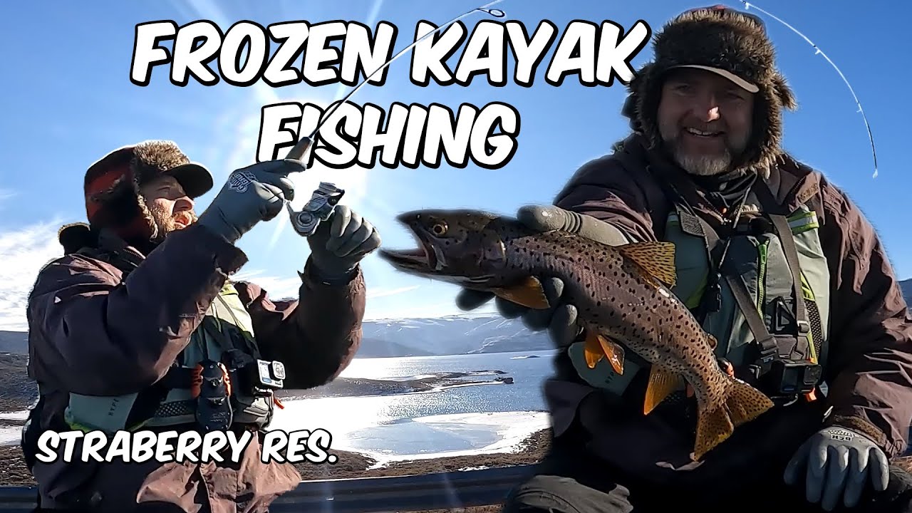 Kayak fishing freezing temps, Catching BIG Trout at Strawberry
