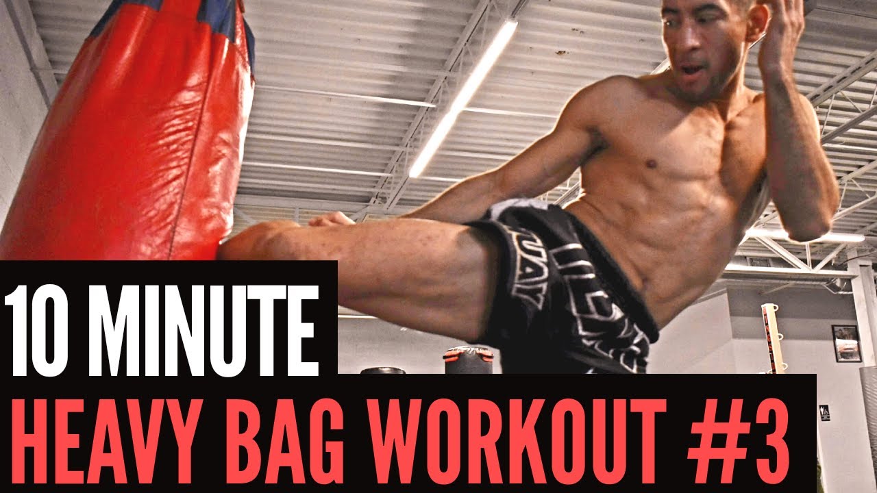 10 MINUTE HEAVY BAG WORKOUT ROUNDHOUSE KICK COMBOS