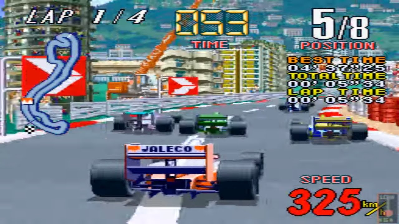 Grand Prix Star - Jaleco Driving Games Hardware - Monaco Course - White-Red Car - Full Race