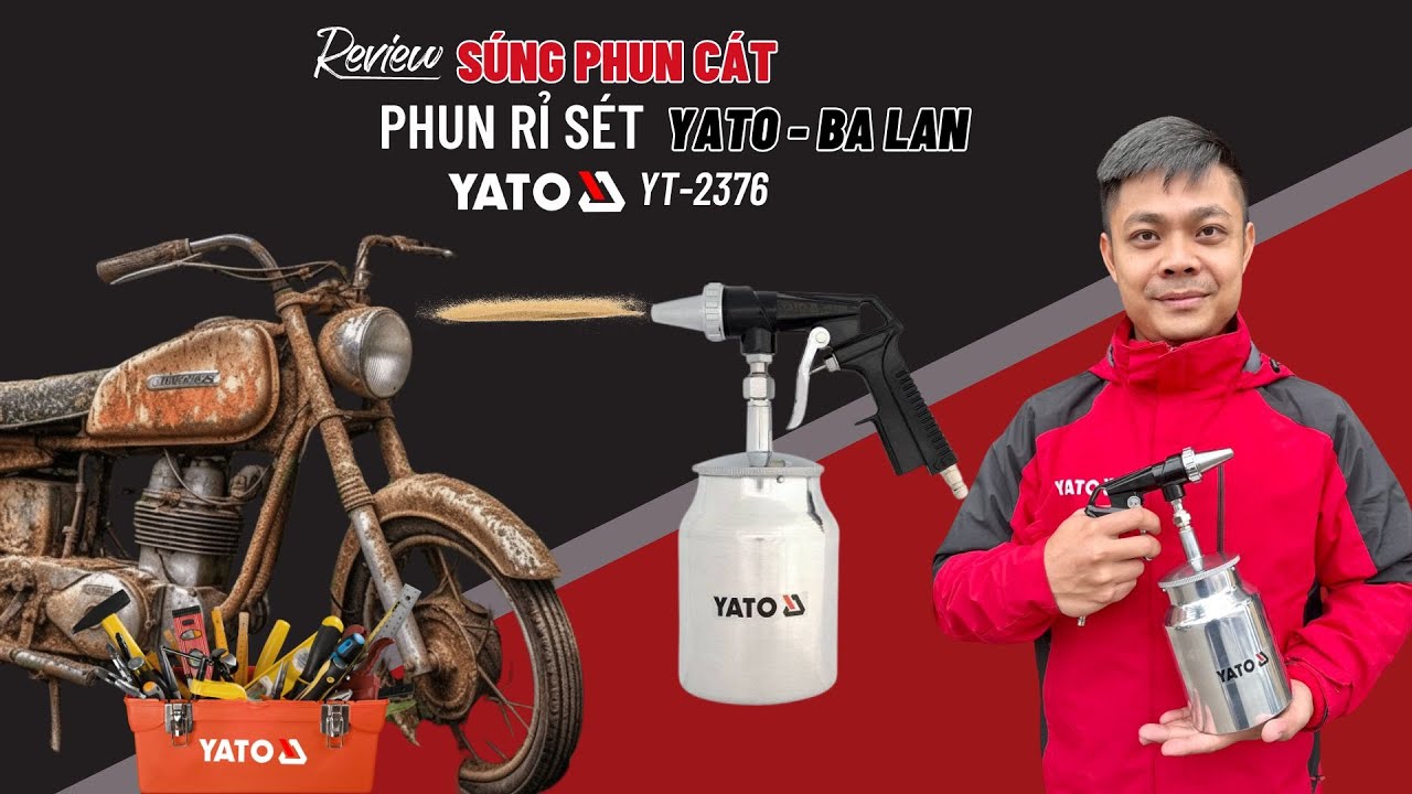 Cách Dùng | Súng Phun Cát Cầm Tay 1L (Yato) YT-2376