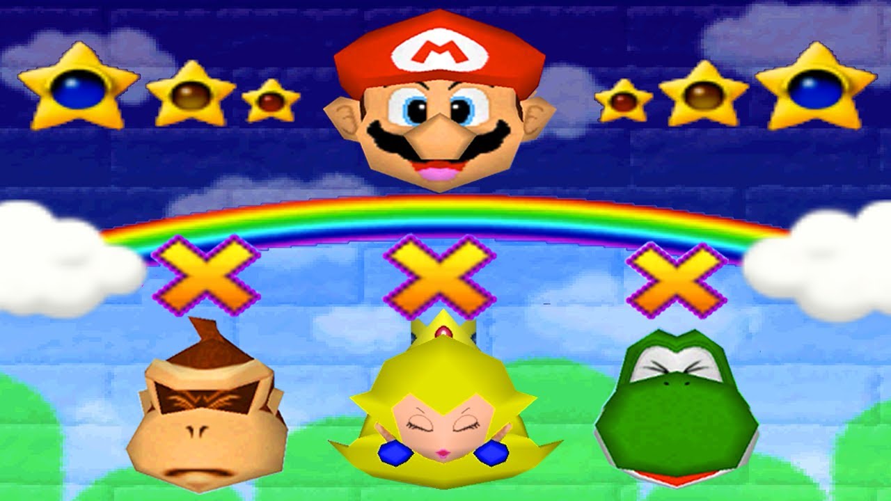 Mario Party 2 - All Lucky Minigames - Mario vs Donkey Kong vs Peach vs Yoshi