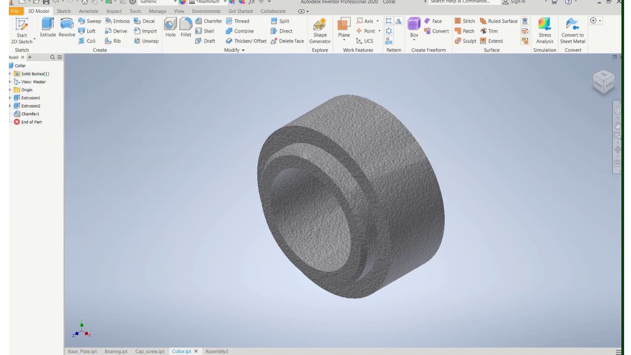 Inventor Demo Video - Full Assembly of Shaft Support