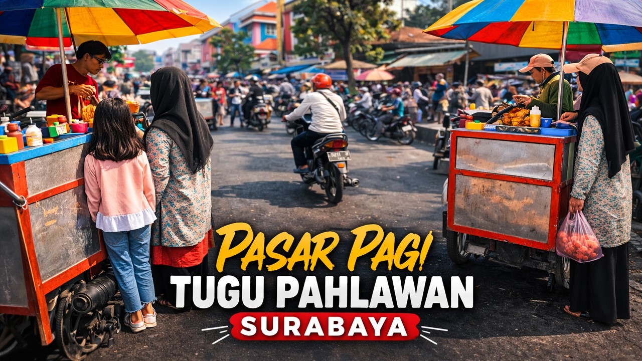 Suasana Pasar Pagi Tugu Pahlawan | Dari Jalan Bubutan ke Jalan Pasar Turi Surabaya