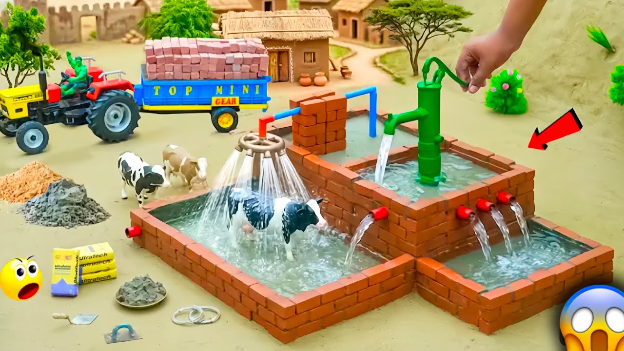 DIY Mini Tractor Builds Hand Pump with Bricks | Amazing Village Water Supply Project 