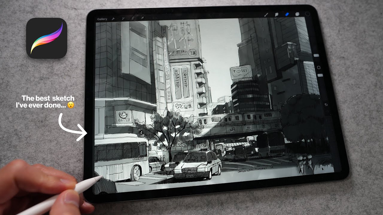 This is my best sketch ever... [How to sketch landscapes Procreate tutorial]