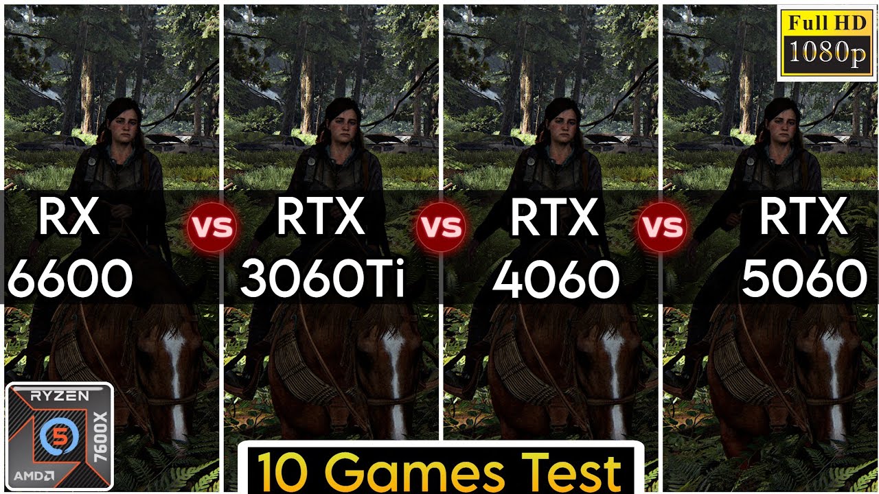 RX 6600 vs RTX 3060 Ti vs RTX 4060 vs RTX 5060 - Test In 10 Games | R5 7600X
