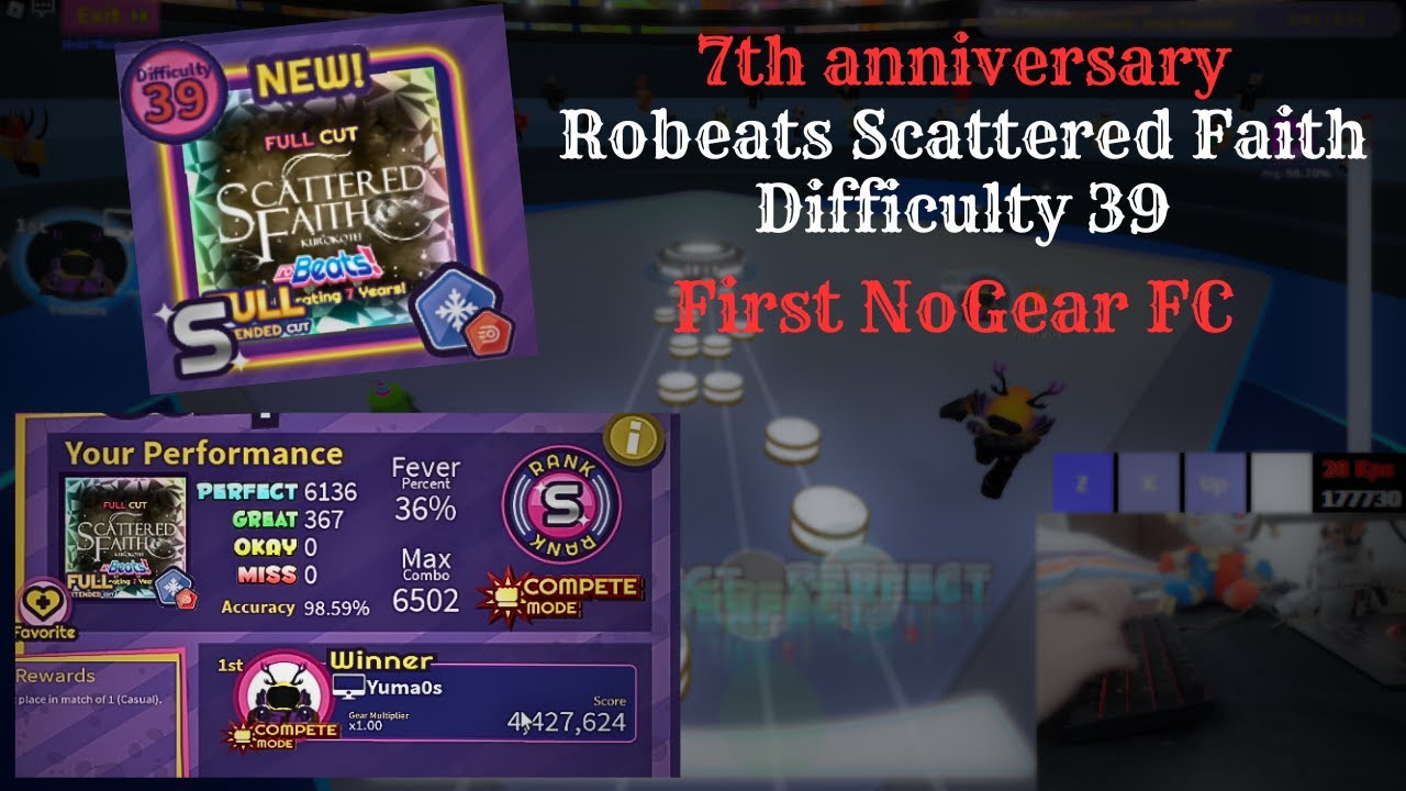 (First FC) Robeats | Nogear / Casual | Scattered Faith (7th anniversary) Difficulty 39 | 98.59%