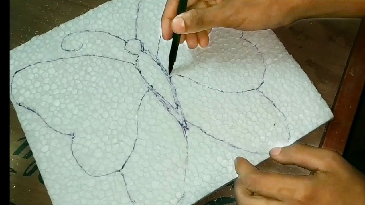 How to make butterfly from thermocol. butterfly carv on thermocol. diy wall art ( thermocol art)