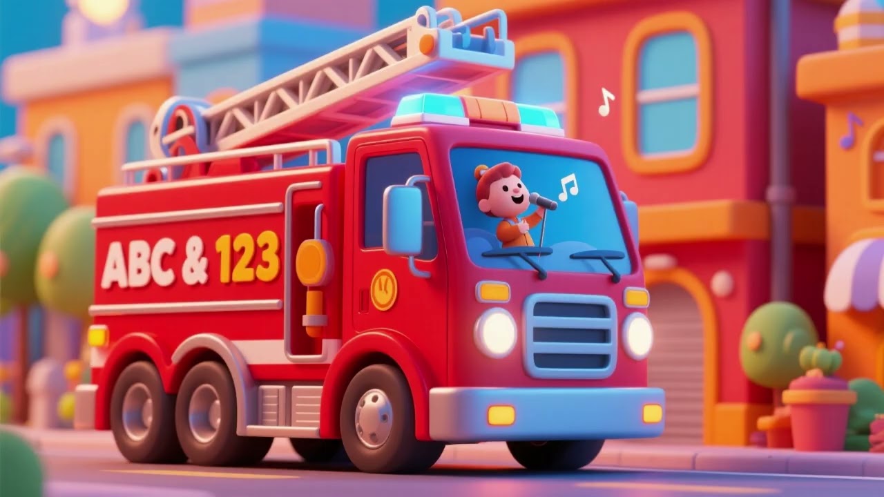 Fire Truck ABC & 123 Song 🚒🔤🔢 | Learn Alphabet & Numbers for Kids
