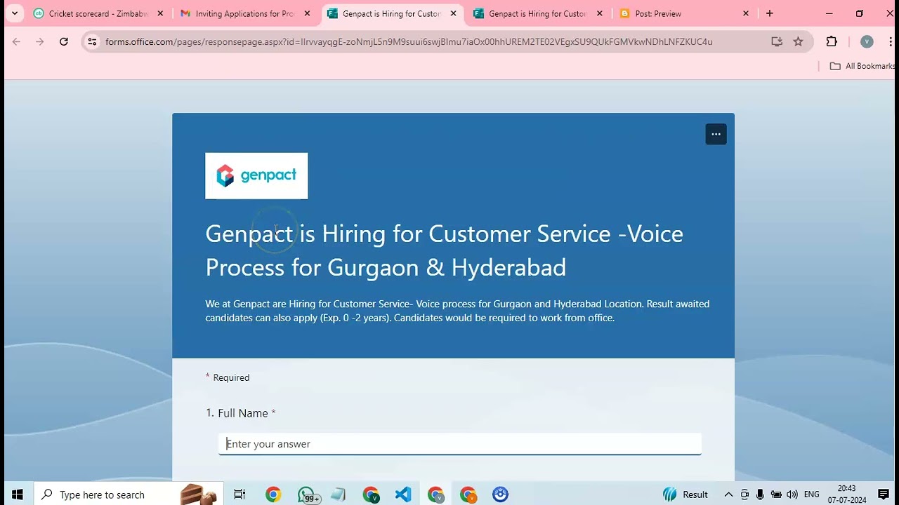 Jobs for Freshers :- Genpact is Hiring for Customer Service -Voice Process for Gurgaon & Hyderabad