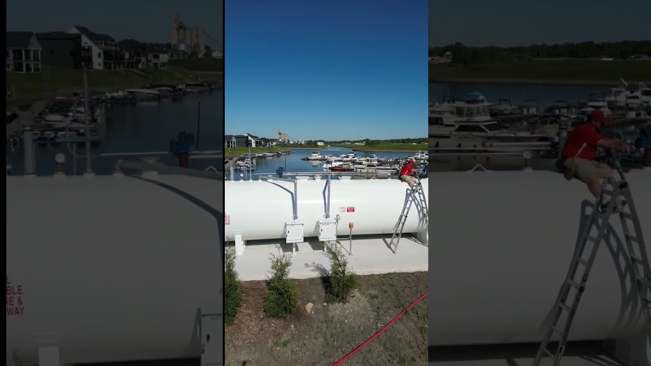 Watch Him Get GAS! You Won't Believe How He Does It! #boat #djimini3pro #gas #fuel #diesel