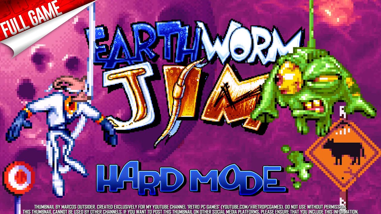 Earthworm Jim (PC DOS, 1995) Longplay (Hard Mode Difficult)