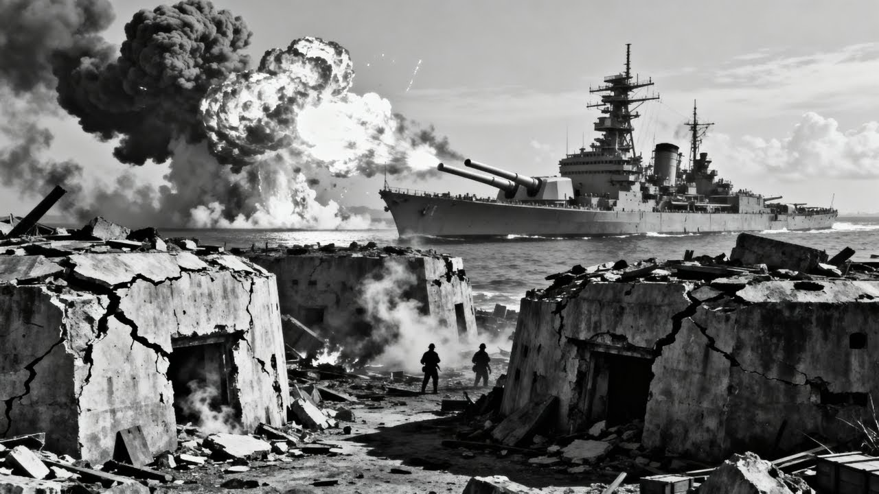 Japanese Fortifications Crumbled Under America's Battleship Bombardments