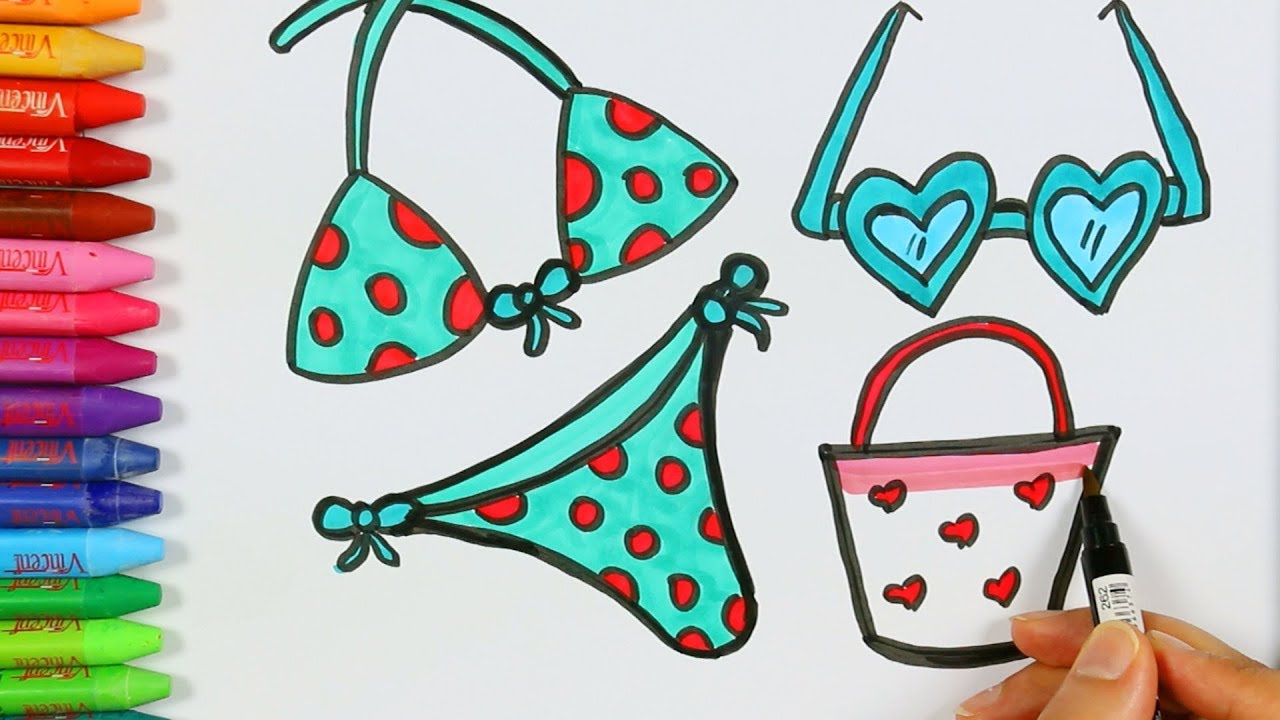 Bikini ve Güneş Gözlüğü Çizim Nasıl Yapılır?  ✍| Çocuk ve Bebek için Çizim ve Boyama