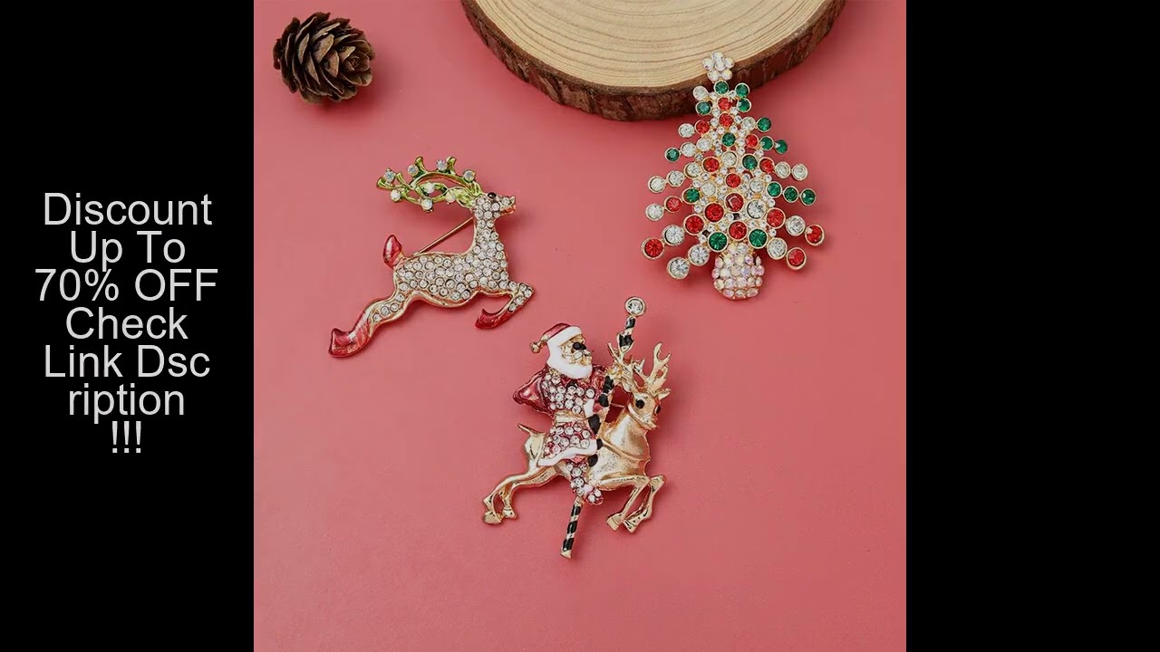 Brooches Lapel Pin Crystal Santa Snowman Wreath Elk Bells Tree Jewelry Happy New Year Gift for Frien
