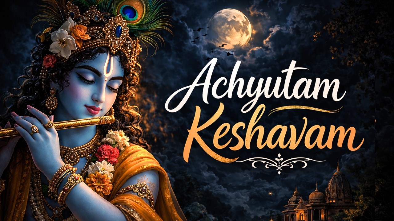 Achyutam Keshavam Krishna Damodaram 🙏 16 Min Peaceful Krishna Bhajan | Divine Bhakti Chant