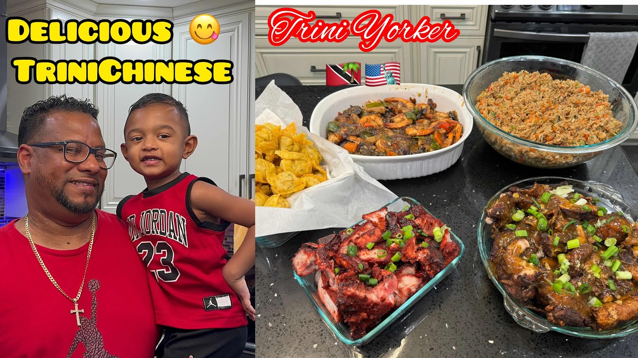 CHINESE FOOD :-CHAR SIU PORK, FRIED RICE, SHRIMP IN GARLIC SAUCE, FRIED CHICKEN & WANTONS
