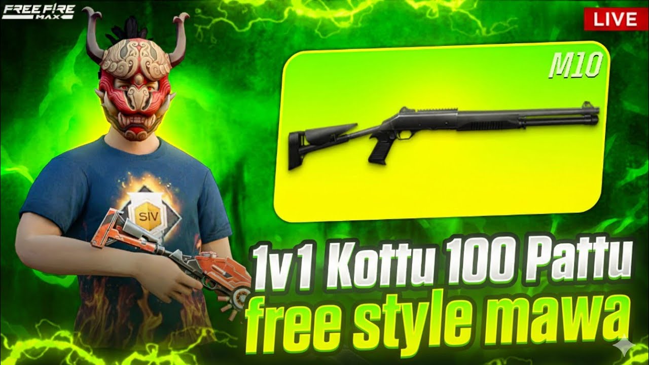 🛑 freestyleee  1v1 Kottu 100 PATTU || GO 15K😍|| free fire Live in Telugu #freefireliveintelugu #ff