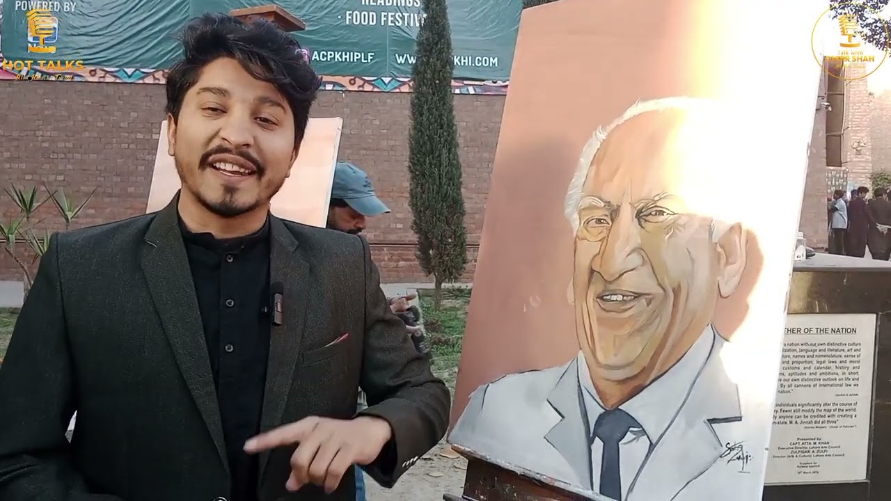 Portrait Sketch Making and poetry in Pakistan Litrary Festival Lahore #urduadab #literature