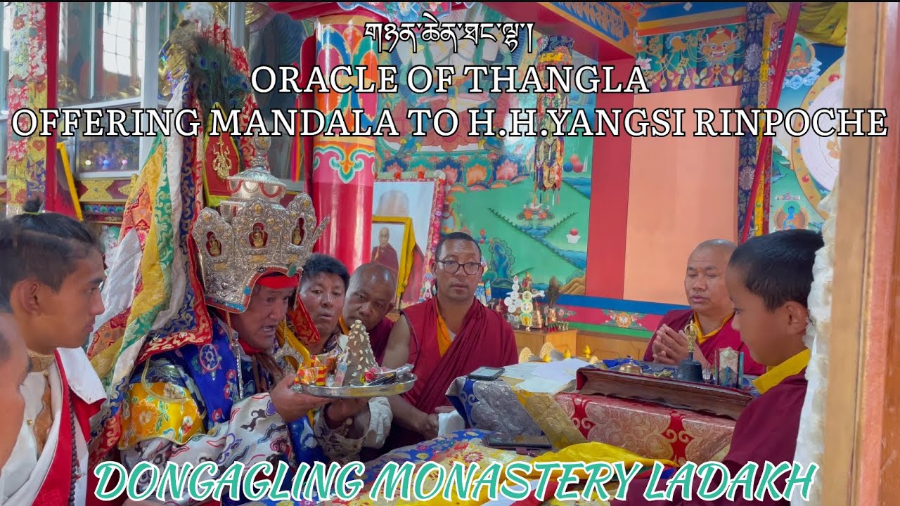 Oracle of Thangla offering mandala to H.H. Yangsi Rinpoche la #ladakh #choglamsar