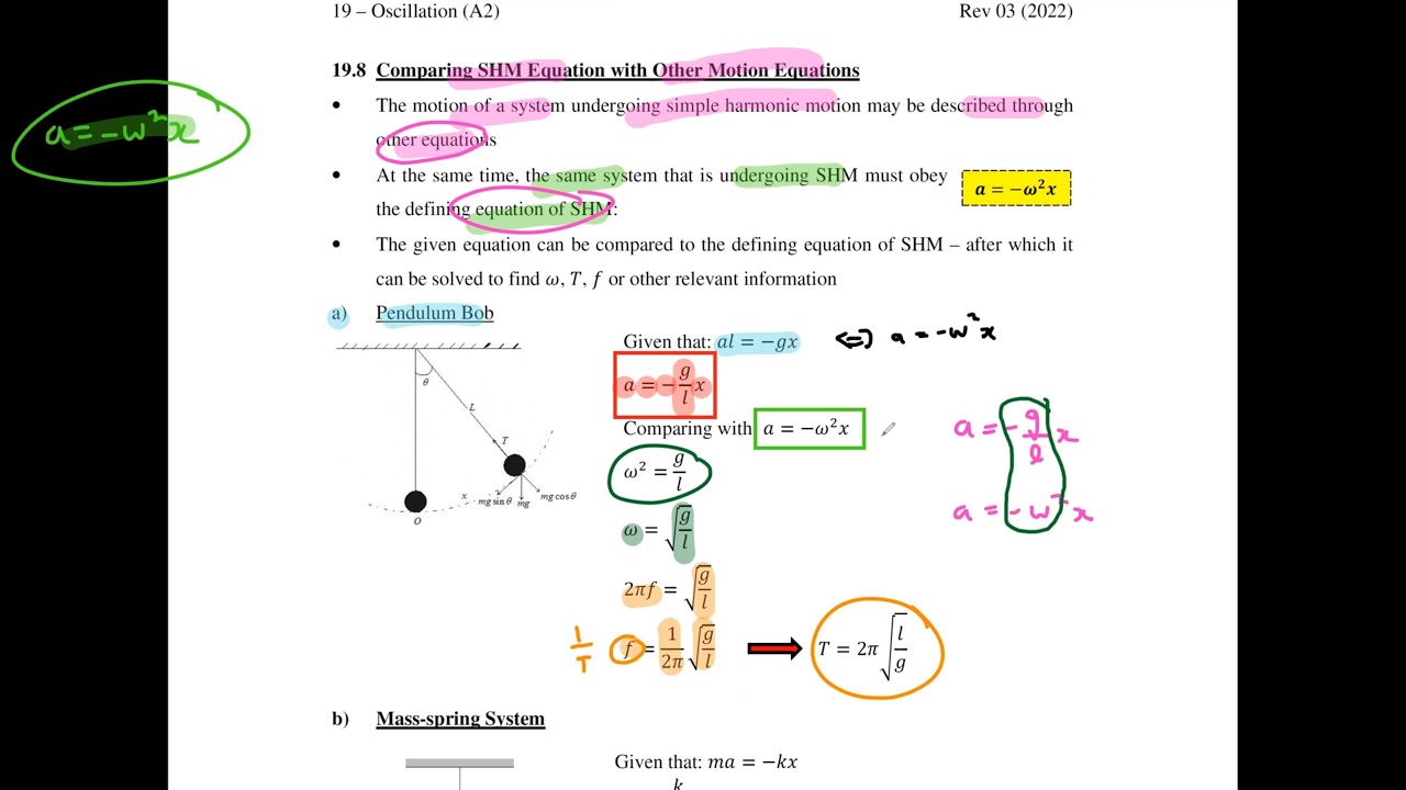 19.8 Past Year Examples (Part 4) | Oscillations (A2) | CAIE 9702 Physics
