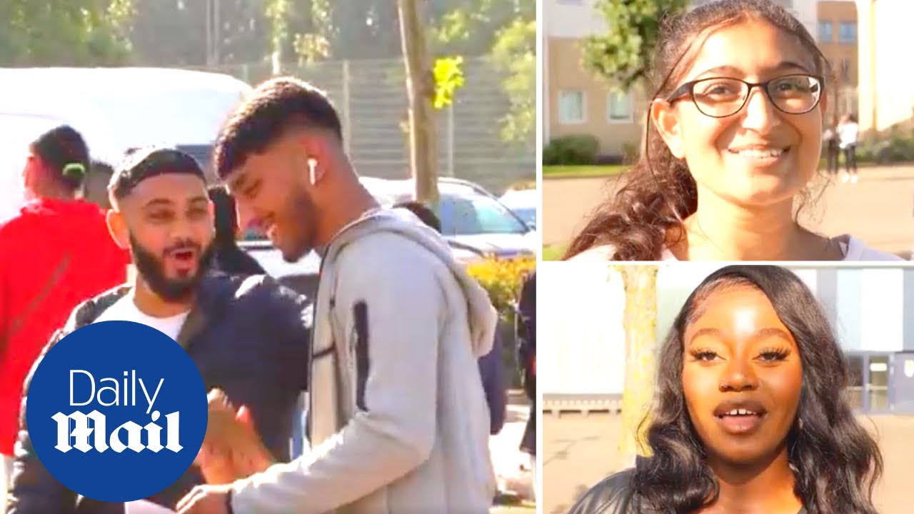 Happy A-level students react to record exam results