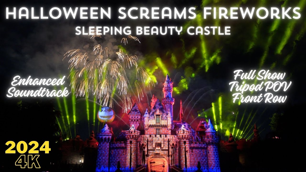4K Halloween Screams Fireworks - Sleeping Beauty Castle -Enhanced Soundtrack- Disneyland 10/20/2024