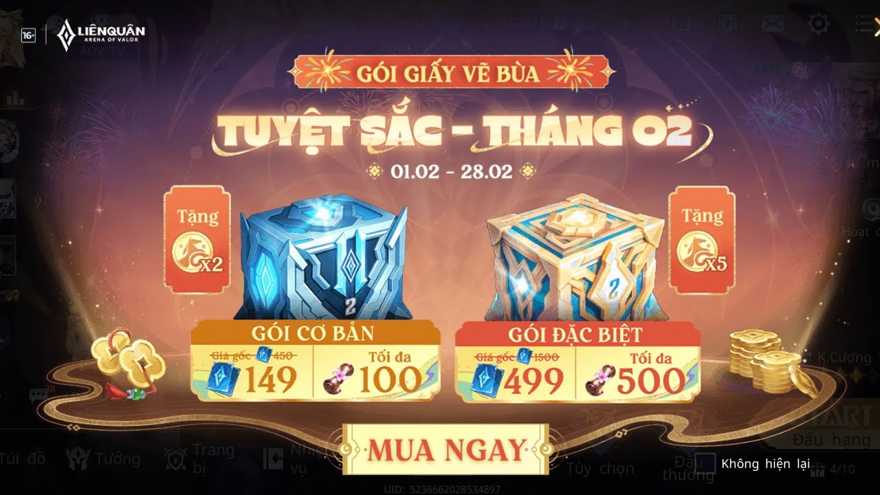 Chi tiết về gói giấy vẽ bùa tuyệt sắc. Tỉ lệ rương 500 giấy tuyệt sắc và rương 100 giấy tuyệt sắc