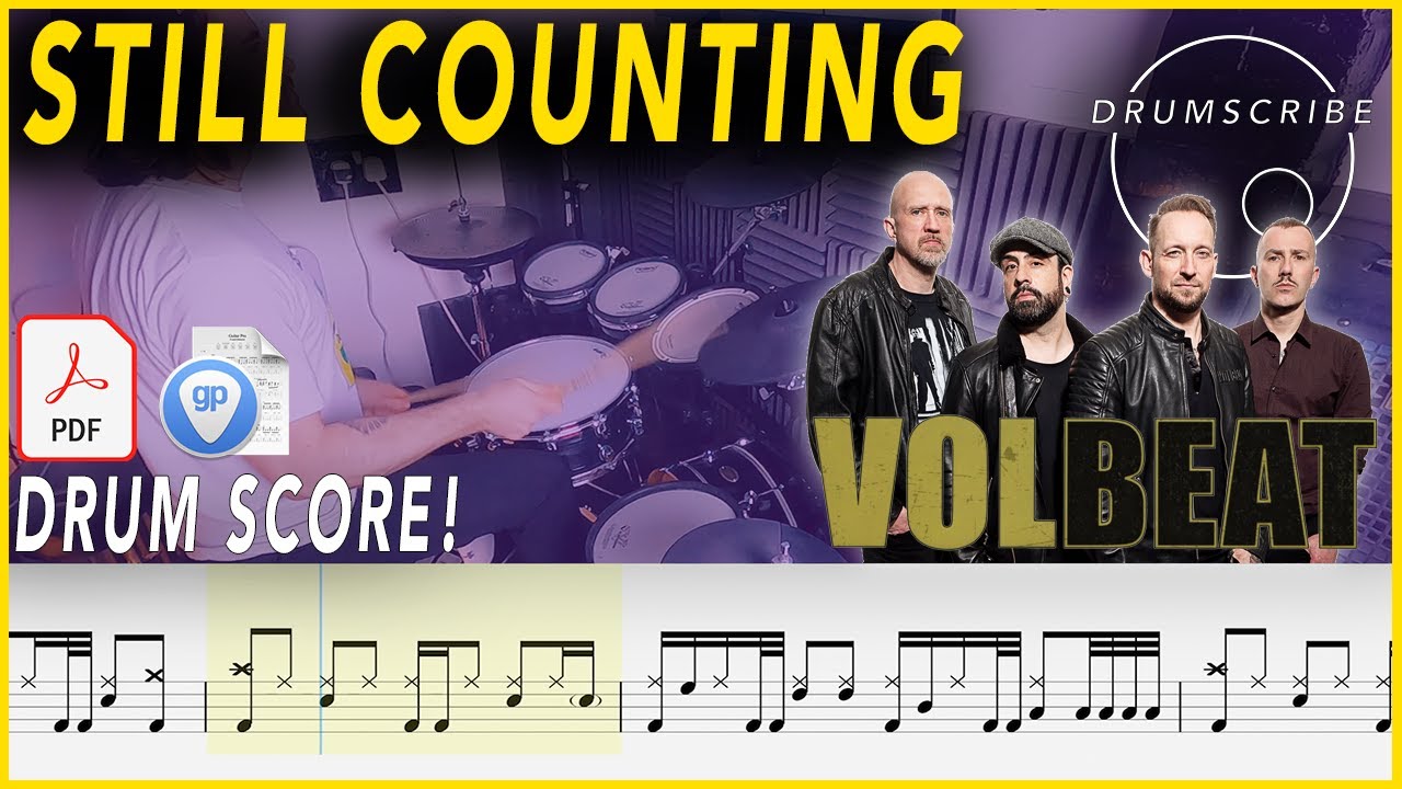 Still Counting - Volbeat | DRUM SCORE Sheet Music | #218 DRUMSCRIBE