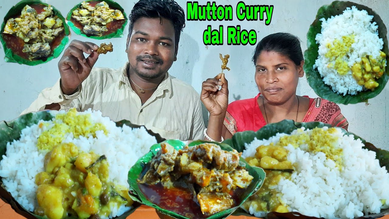 Mutton curry with rice eating | Mutton curry dal black gram with rice eating | eating show