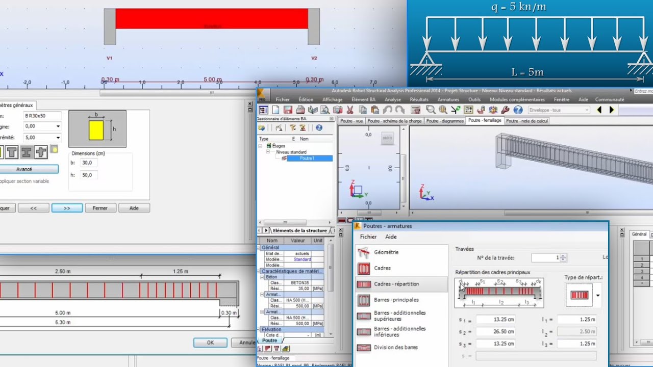 شرح تسليح كمرة (tie beam) (longrine) و تصدير الحسابات ببرنامج Robot Structural Analysis Professional