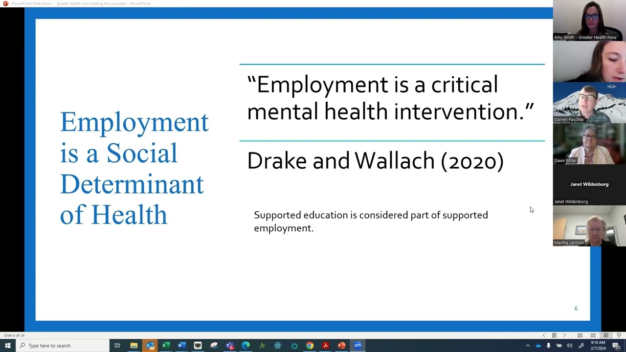 GHN Learning Collaborative - Foundation Community Support - Employment Overview