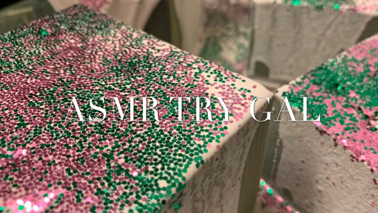 ASMR PinkGreen Glitter Cakes | Dry & Unsoaked Floral Foam with Paste