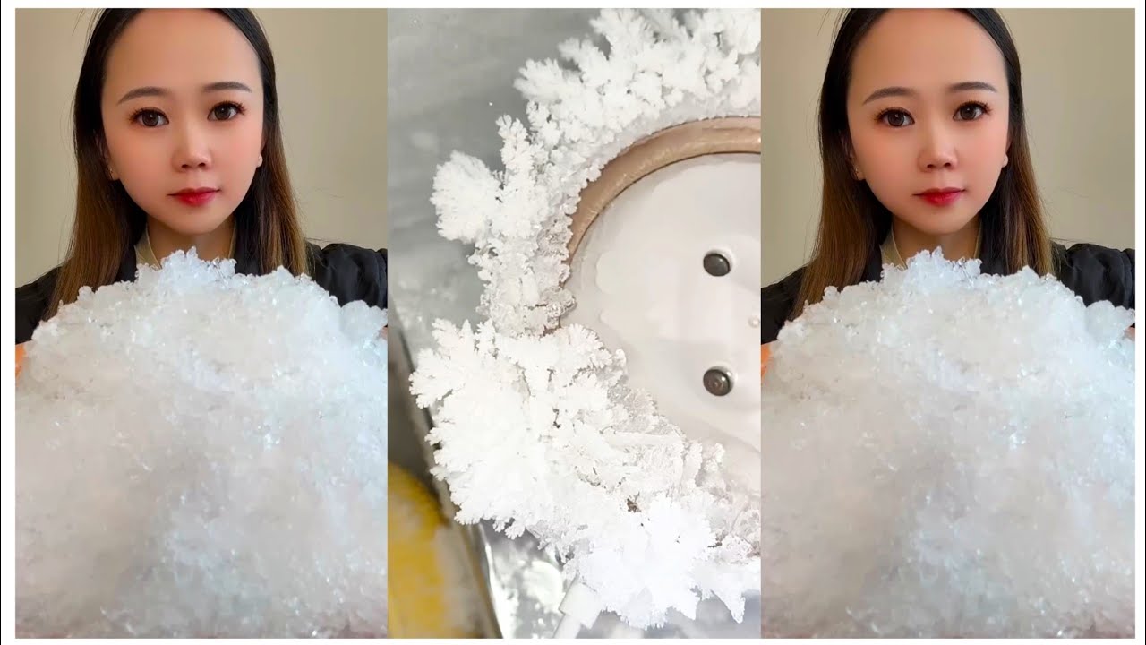 ASMR WHITE ICE EATING / FREEZER FROST EATING