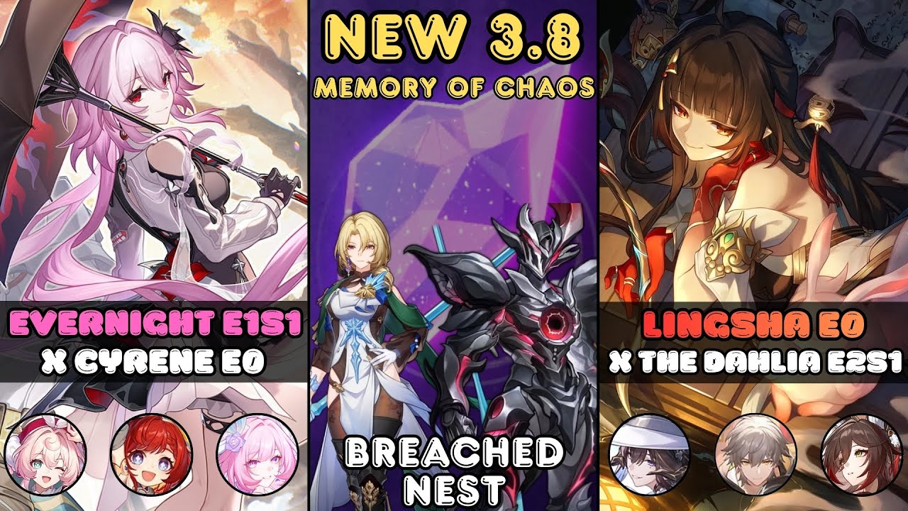 Evernight E1S1 x Cyrene E0 & Lingsha E0 x The Dahlia E2S1 | New Memory Of Chaos | Hsr 3.8