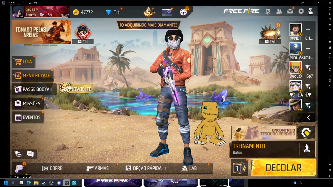 Jogando Free Fire 4x4
