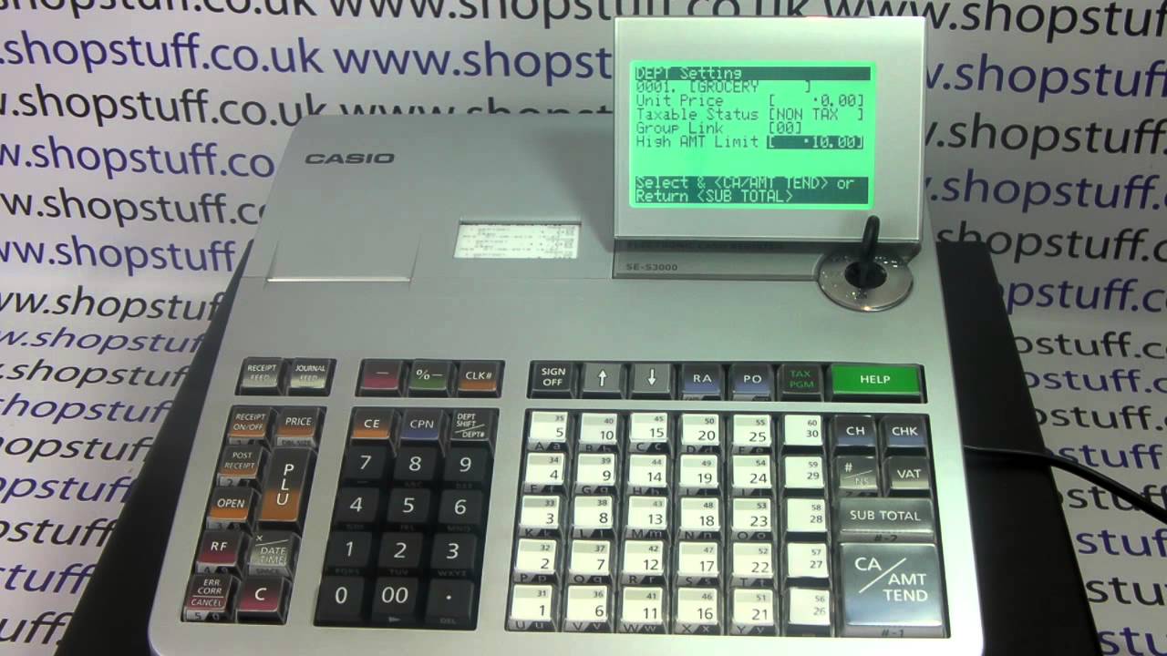 How to program Casio SE-S3000 / PCR-T2100 Cash Register Department