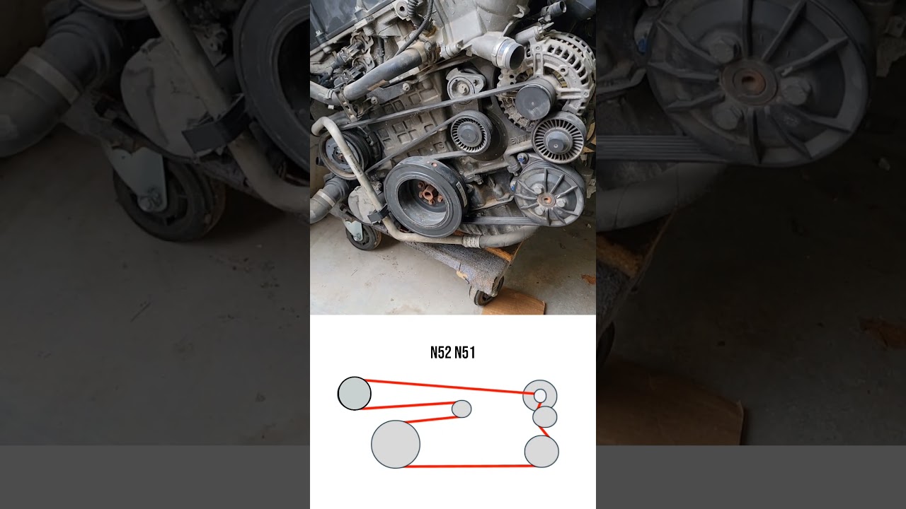 BMW 3.0 N51 N52 Engine serpentine belt pattern #mechanic #bmw #n52 #serpentinebelt #howto