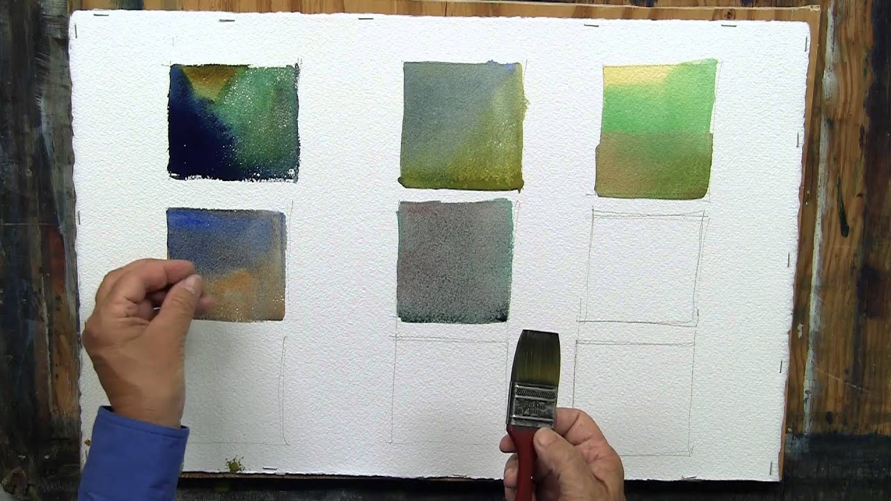 Watercolor Mixing - Creating Green, Gray, and Violet