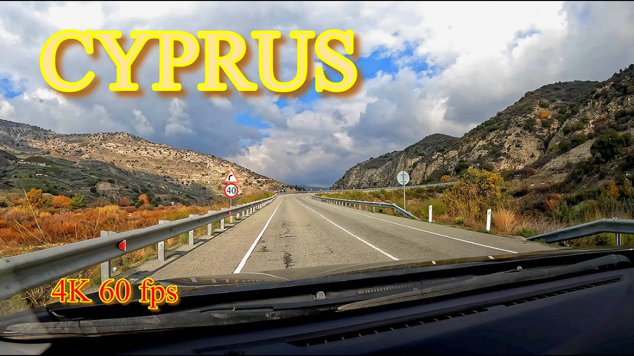 Driving to Troodos mountains . Cyprus 2022 January