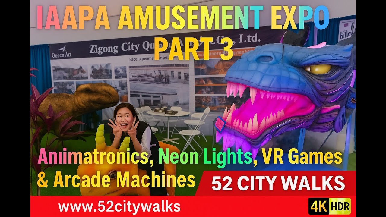 🎡 Walking IAAPA Amusement Expo 2025 – Part 3 | Scary Creatures, Neon Lights, VR Games ETC... 4K HDR