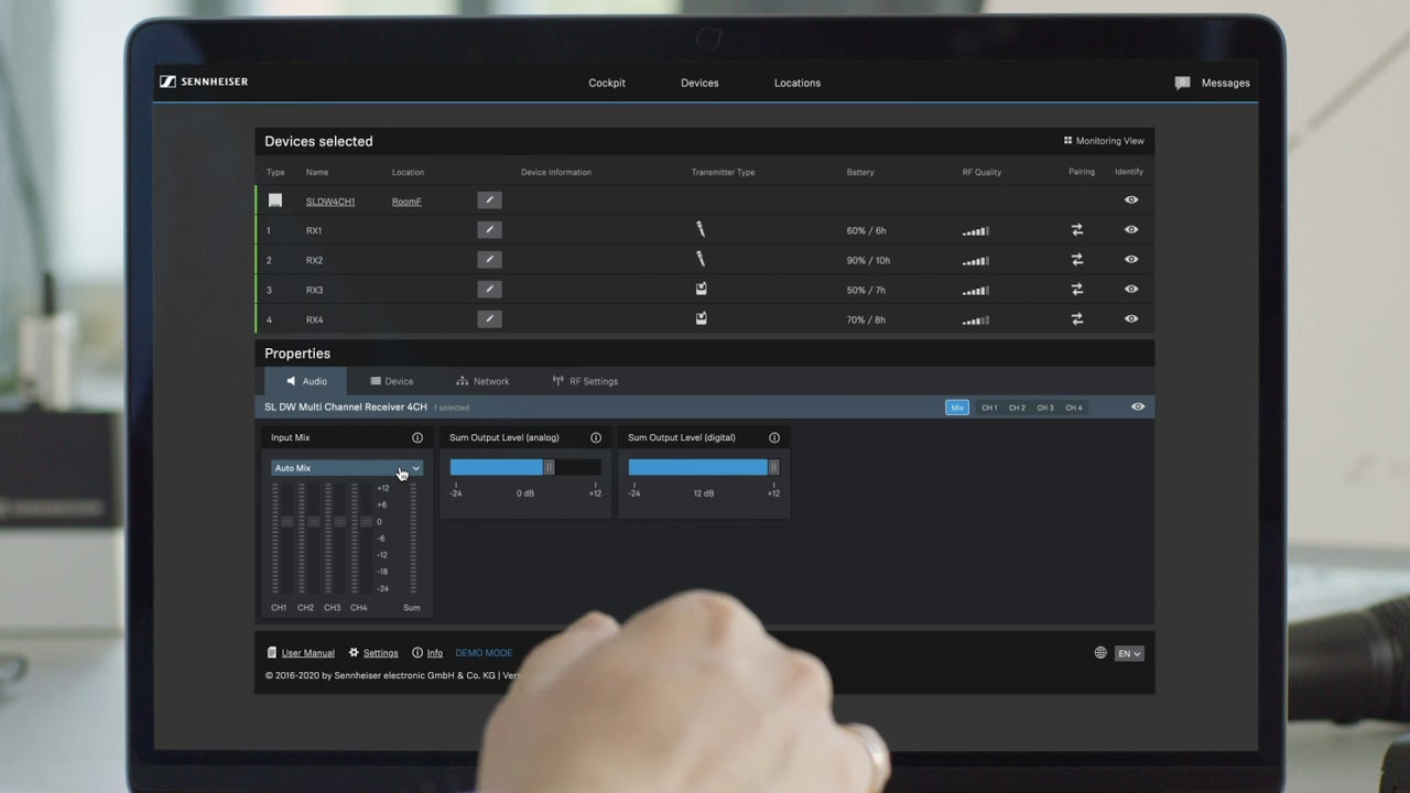 Sennheiser Control Cockpit - Manual audio mix setup for SL Multi-Channel Receiver DW | Sennheiser