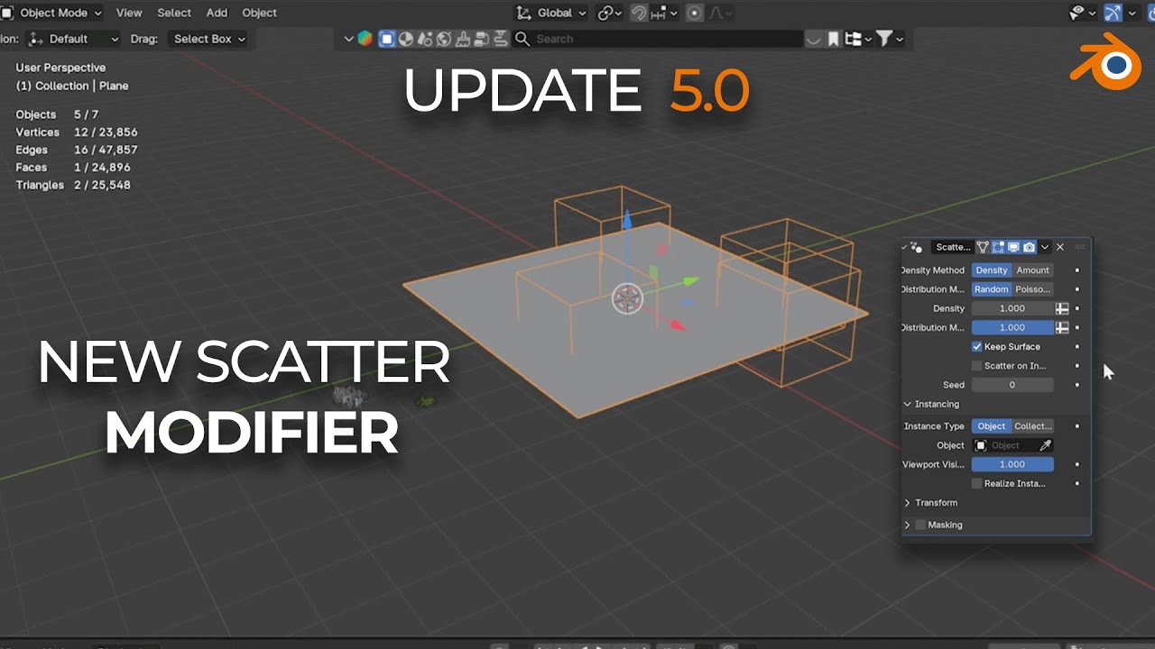 NO NEED FOR  PARTICLE SYSTEM TO SCATTER IN BLENDER 5.0?